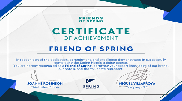 Spring Hotels launch ‘Friends of Spring’ certificate unlocking exclusive benefits and priority news for agents