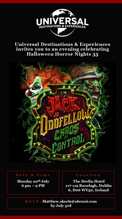 Invite – Dublin Halloween Horror Nights Event